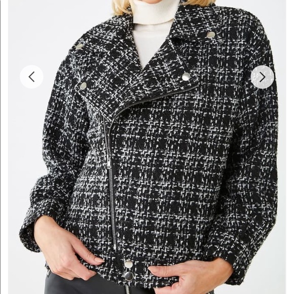 EUC: FOREVER 21 Tweed Moto Jacket - Picture 2 of 7